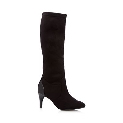 The Collection Black suedette stretch high leg boots